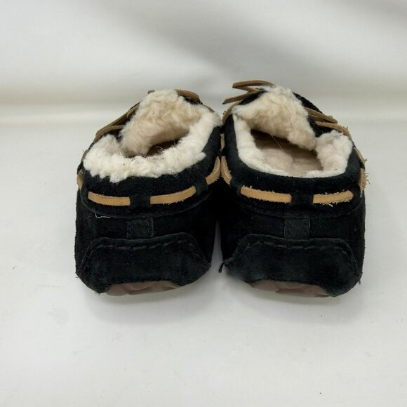 Ugg Dakota Shearling Lined Suede Slippers Moccasins Black Women’s Size 6 - Picture 4 of 6